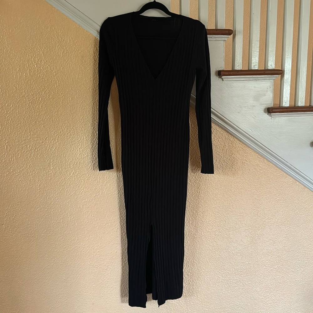 Black, long sleeve maxi dress